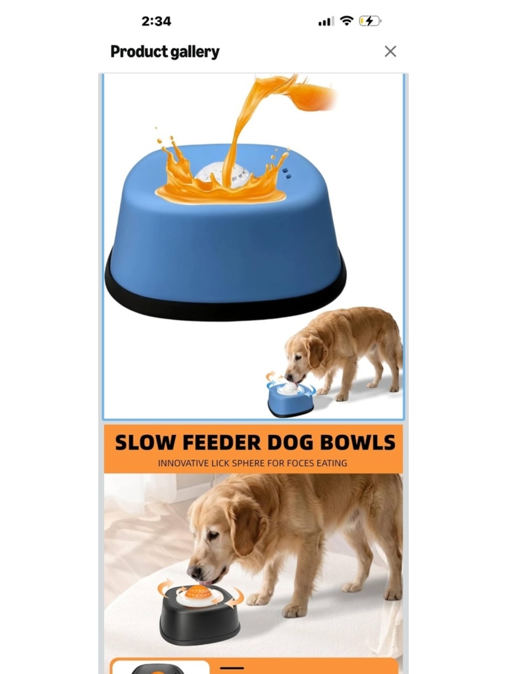 Well-Style Slow Feeder Dog Bowl with Interactive Lick Sphere - Blue